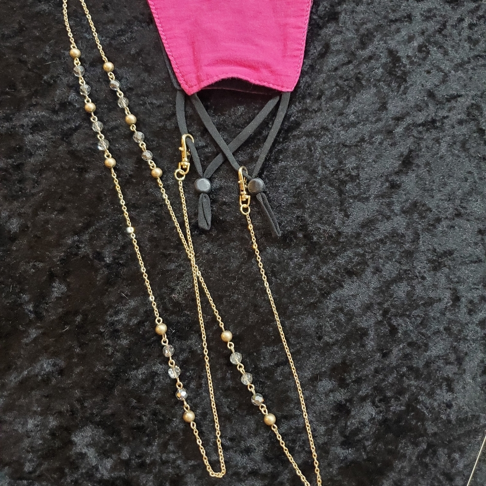 Vintage Gold & Crystal Bead Chain/Mask Holder